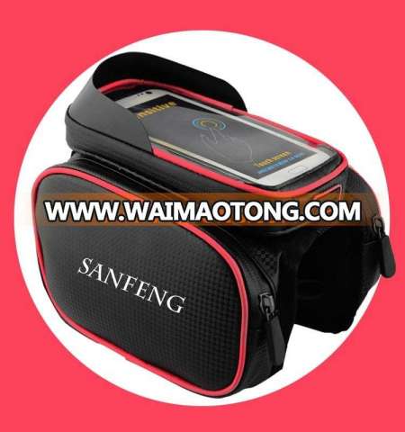 Water Resistant Bike Top Tube Pannier Bag, Wholesale Bicycle Front Frame Bag with Touch Screen Phone Case