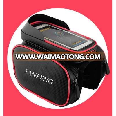 Water Resistant Bike Top Tube Pannier Bag, Wholesale Bicycle Front Frame Bag with Touch Screen Phone Case